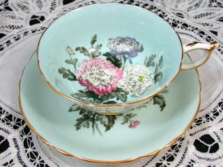 Paragon Chrysanthemum Blue Wide Mums Tea Cup And Saucer Af