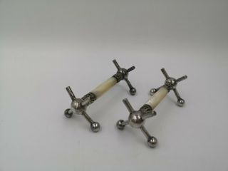 A Antique Silver Plated Mother Of Pearl Knife Rests