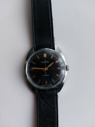WOSTOK Vintage Russian Mechanical Men ' s Wrist Watch USSR Vostok Black dial RARE 3