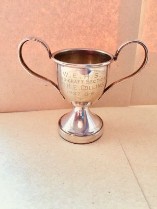 Old Antique Vintage Silver Trophy Cup - 1950 