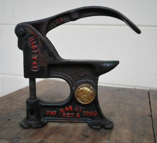 Antique Cast Iron Tool Best Yet Hand Rivet Grommet Press Leather Tool Mini Anvil