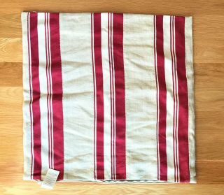 Pottery Barn Classic Ticking Stripe Pillow Cover 22” Red / Ivory Two Covers