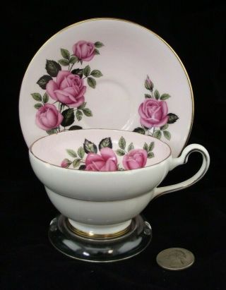 Old Royal Pink With Rose Cabinet Tea Cup And Saucer