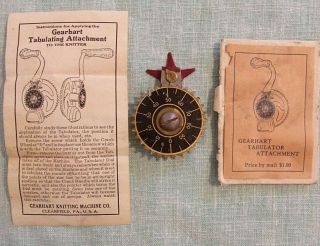 Antique Gearhart Knitting Machine Tabulator Attachment /w Instructions