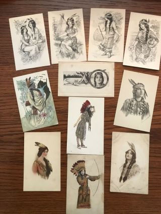 Antique Native American / Indian Postcards Women (10) L7