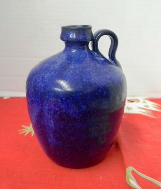 Rare J.  B.  Cole Nc Pottery Blue Flambe Glaze 1 Pint Jug,  1960 