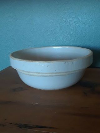 Antique Vintage Crock Stoneware Mixing Bowl,  Farmhouse Salt Glazed