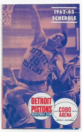 Very Rare 1962 - 63 Detroit Pistons Nba Basketball Schedule