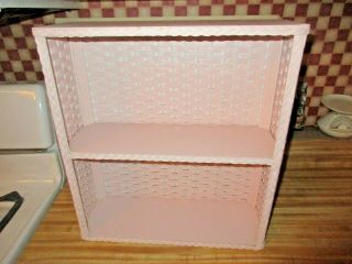 Vintage Pink Wicker Bathroom Wall Shelf 17 " X16 " X5.  5 " In Good Shape - Nr