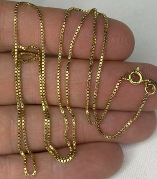 Rare,  Solid 18k Gold Box Link 24” Chain Necklace 4.  7 Grams Not Scrap Look