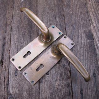 Vintage Brass Lever Door Handles Keyholes