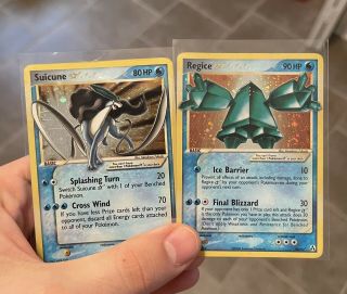 Suicune 115/115 And Regice 90/92 With Swirl Gold Star Holo Rare Pokemon Cards