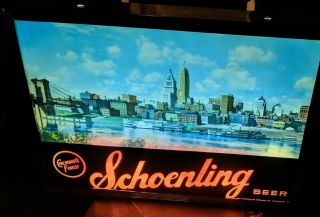 Schoenling Beer Sign Lighted Motion Rare Dusk To Dawn Vintage Ohio