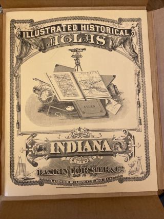 1876 Illustrated Historical Atlas Of Indiana - All Counties 1968 Reprint 14 X17