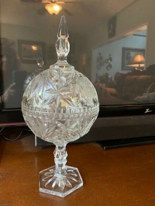 Lead Crystal Candy Dish Compote Italian Cut Glass Gorgeous
