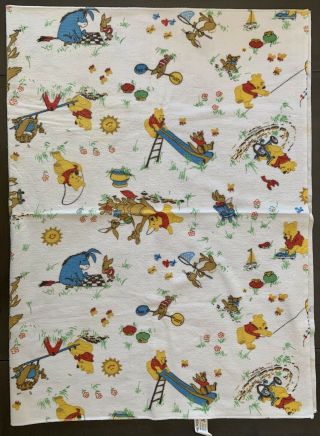 Rare Vintage Winnie The Pooh Baby Receiving Blanket Made In Usa Walt Disney