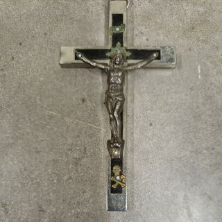 Antique Catholic Pectoral Cross Skull & Crossbones Religious Rosary Crucifix