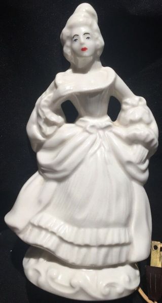 Antique Victorian White Ceramic Perfume Lamp Burner Lady