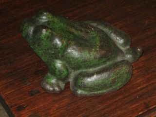 Antique Cast Iron Frog Doorstop With Tail " Very Rare "
