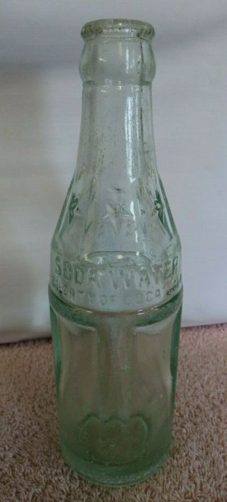 Antique Green Coca Cola Soda Water Pop Bottle - Trenton Mo - 6 - Star 4 - Side - 6oz