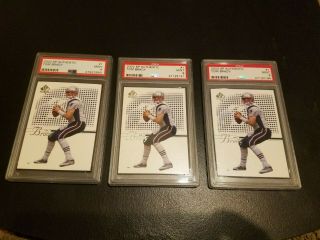 3 Rare - 2002 Sp Authentic Tom Brady Psa 9 Cards $$$$$$$$$$$$$