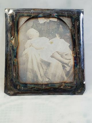 Antique 1840 - 50s Daguerrotype Photo Of (dead?) Baby Post - Mortem Rare Photograph