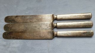 3 Antique,  Vintage Collectible Knives 9 " Wm Rogers & Son Silver Plate - 12 Dwt