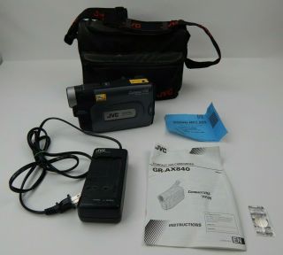 Rare Vtg Jvc Compact Vhs - C Camcorder Gr - Ax840u Battery Charger Case As - Is 50x