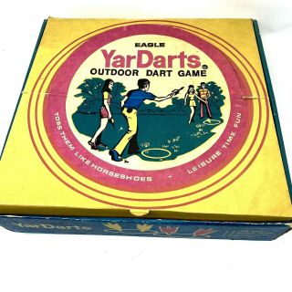 Rare Vintage 1980s Eagle Yellow Red Yardarts Outdoor Dart Game Toss Backyard Fun