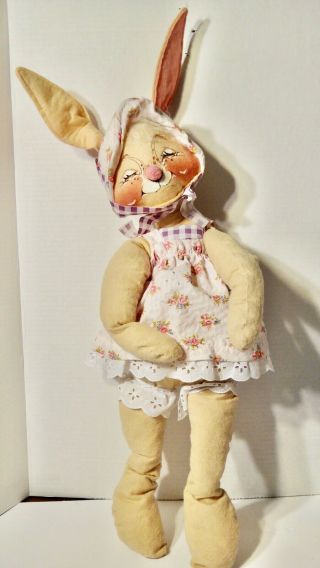 Huge Vintage 1968 Felt Easter Bunny Rabbit Girl Annalee Doll 22 "