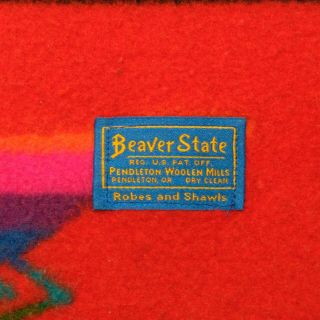 Rare Vintage BEAVER STATE Pendleton Native Southwestern Fleece Blanket 80s 90s 4