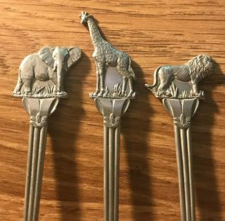 Vintage set of 6 KRUGER PARK ANIMAL FORKS E.  P.  N.  S.  LION,  GIRAFFE,  ELEPHANT,  DEER 3