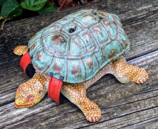Antique Pre - War Rare Crawling Tortoise/turtle Wind - Up Tin Toy 100 Orig.