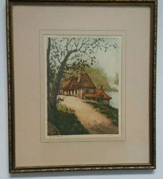 Vtg Two Paris Etching Society Along The Lake The Pond Boyer Signed Framed