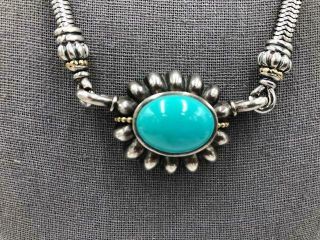 Lagos Caviar Very Rare Turquoise Sterling Silver 18k Gold " C " Clasp Pendant