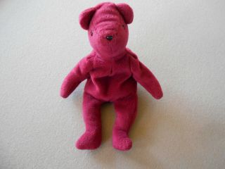 Ty Beanie Babies Old Face Cranberry Prototype Teddy Bear Signed By Ty Rare