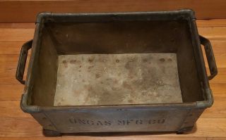 Antique UNCAS MFG CO Riveted Industrial Factory Sorting Crate Tote Box 660 3