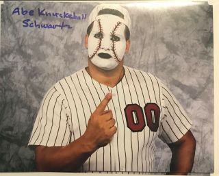 Abe Knuckleball Swartz Rare Wwe Wwf Signed Autograph 8x10 Photo With Proof B