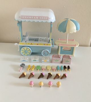 Sylvanian Families Vintage Ice Cream Cart/shop With Accessories Gc - Retired Set