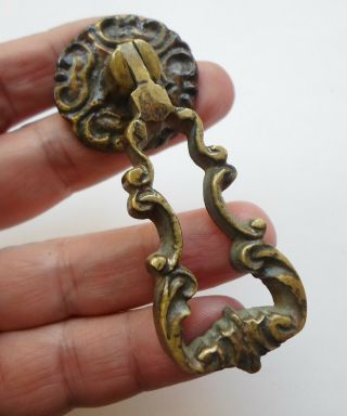 Antique Solid Brass Pull Handle,  Backplate