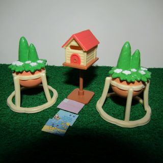 Sylvanian Families - Rare Post Box And Two Topiary Plants