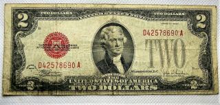 ✯rare 1928 Two Dollar Note Red Seal ✯ $2 Bill Old Paper Currency