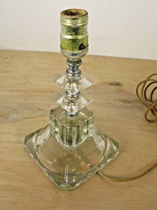 Vintage Mid Century Cut Glass Shabby Boudoir Bedside Table Lamp