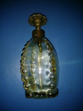 3 Vintage Perfume Bottle Rare Yellow,  Purple And Green Pump Sprayers. 2