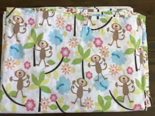 Laura Ashley Twin Flat Sheet Monkeys In Trees Print Rare Print