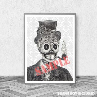 Gothic Day Of The Dead Sugar Skull 1 Fine Art Skulls Poster Prints A1 A2 A3 A4