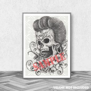 Gothic Day Of The Dead Sugar Skull 9 Fine Art Skulls Poster Prints A1 A2 A3 A4