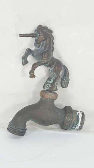 Antique Brass Unicorn Horse Garden Hose Spigot Nossel Deco 1920s