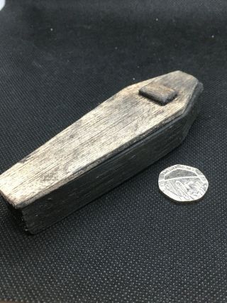 Unusual Folk Art Small Wooden Coffin Box Trinket