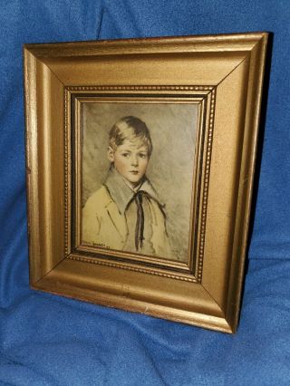 Vintage Gold Wood Photo Picture Frame W/pic By Garrett 5x7 (outside) 4x5 " Inside